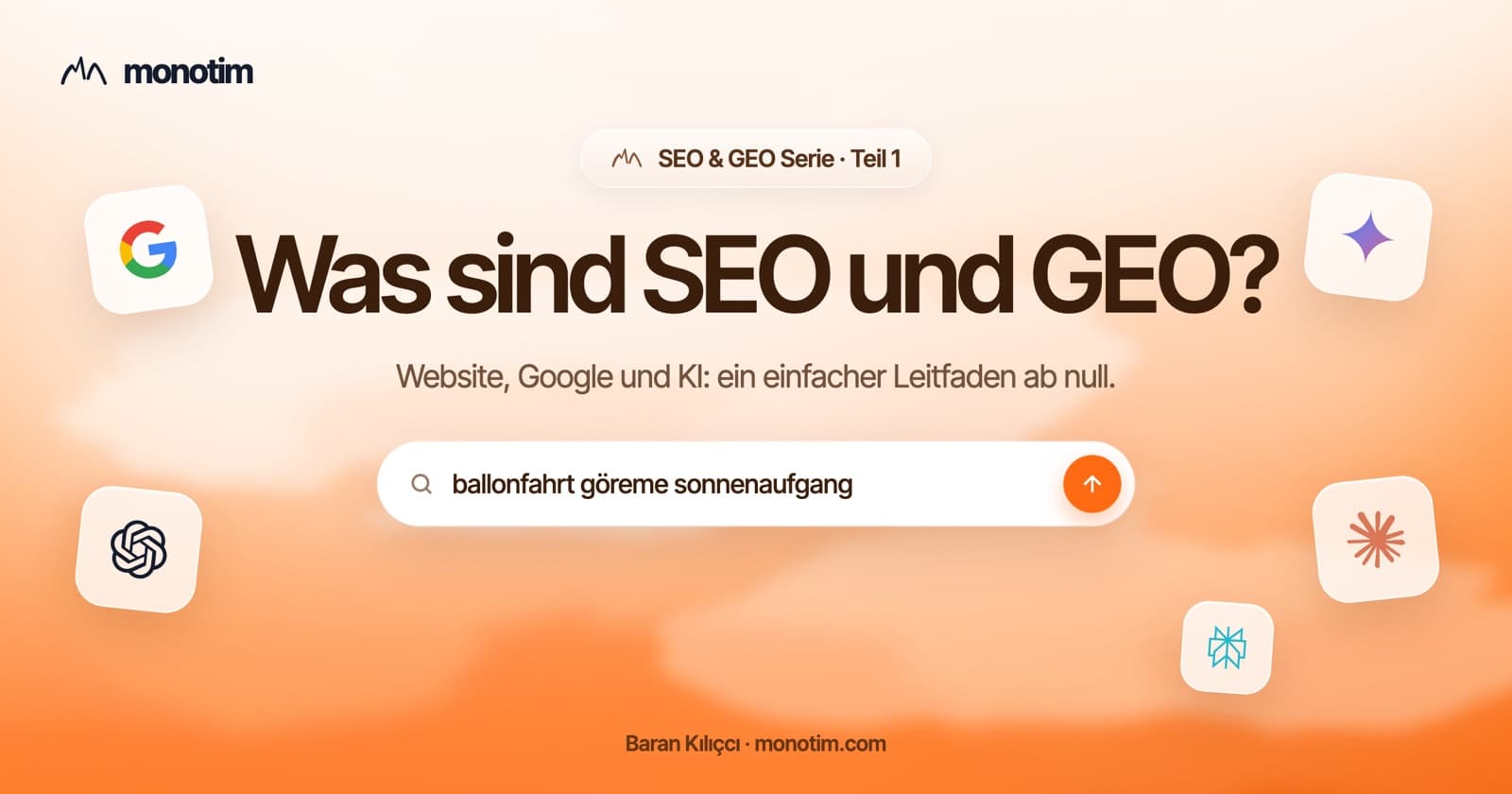 Was sind SEO und GEO? Ein dreistufiges Schema mit Website, Google-Suche und KI-Empfehlung